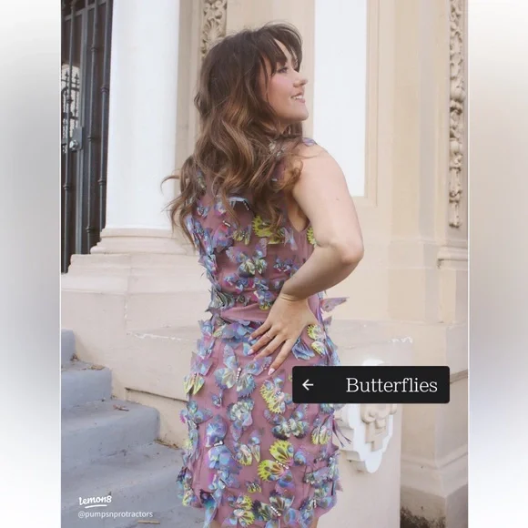 Cynthia Rowley Butterfly Embellished Organza Dress - Picture 4 of 11